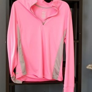 Pink gray quarter zip up pullover